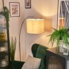 Bassagoda Bogenstehlampe 40 cm Chrom, Schwarz, 1-flammig, Stoffschirm
