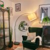 Bassagoda Bogenstehlampe 40 cm Chrom, Schwarz, 1-flammig, Stoffschirm