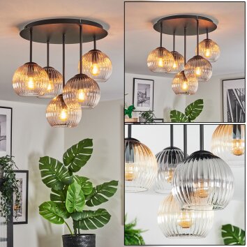 Koyoto Deckenleuchte Glas 15 cm Bernsteinfarben, Klar, Rauchfarben, 5-flammig