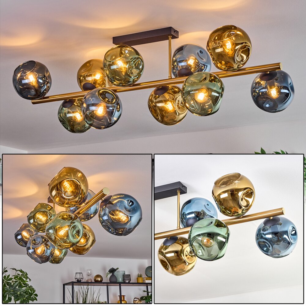 Ripoll Deckenleuchte Glas 15 cm Gold, Schwarz, 10-flammig main product photo