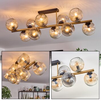 Ripoll Deckenleuchte Glas 15 cm Gold, Schwarz, 10-flammig