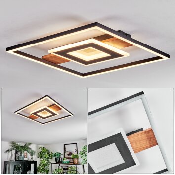 Hadel Deckenleuchte LED Holzoptik, Schwarz, 1-flammig