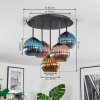Koyoto Deckenleuchte Glas 15 cm Blau, Gold, Kupferfarben, 5-flammig