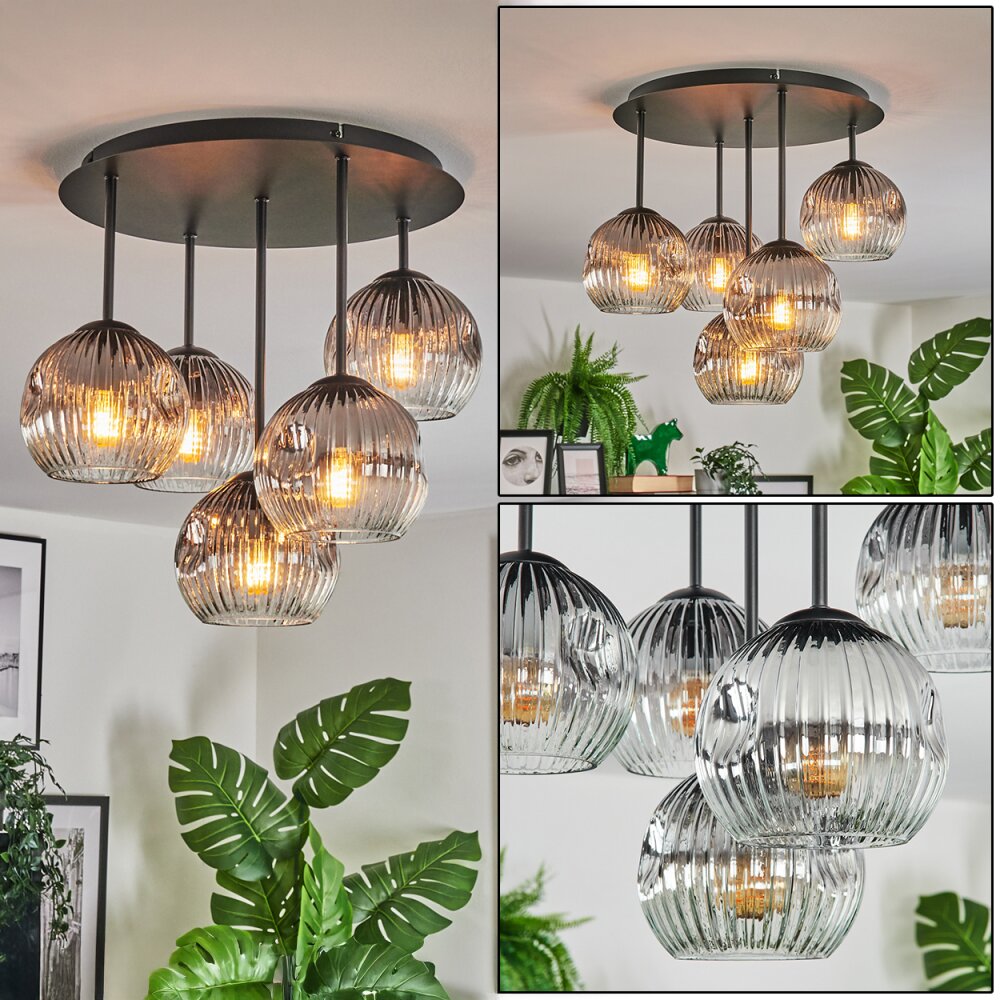 Ripoll Deckenleuchte Glas 15 cm Klar, Rauchfarben, 5-flammig main product photo