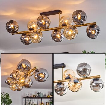 Ripoll Deckenleuchte Glas 15 cm Gold, Schwarz, 10-flammig