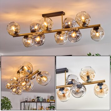 Ripoll Deckenleuchte Glas 15 cm Gold, Schwarz, 10-flammig