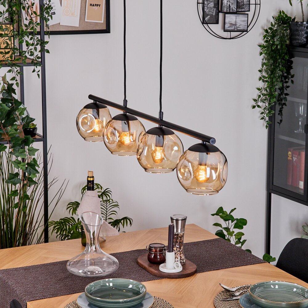 Ripoll Pendelleuchte Glas 15 cm Bernsteinfarben, 4-flammig main product photo