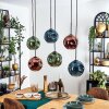 Ripoll Hängeleuchte Glas 20 cm Blau, Grün, Kupferfarben, 6-flammig
