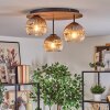 Ripoll Deckenleuchte Glas 15 cm Naturfarben, Schwarz, 3-flammig