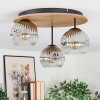 Ripoll Deckenleuchte Glas 15 cm Naturfarben, Schwarz, 3-flammig