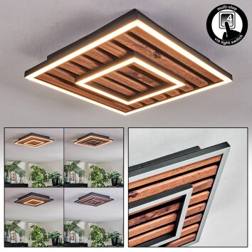 Meron Deckenleuchte LED Holzoptik, Schwarz, 1-flammig