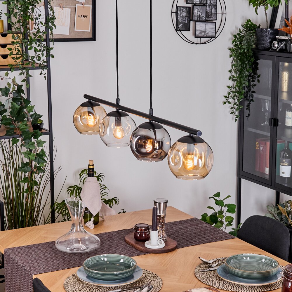 Ripoll Pendelleuchte Glas 15 cm Bernsteinfarben, Klar, Rauchfarben, 4-flammig main product photo