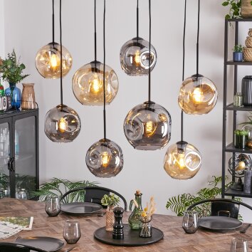 Ripoll Hängeleuchte Glas 20 cm, 25 cm Bernsteinfarben, Rauchfarben, 8-flammig