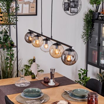 Gastor Pendelleuchte Glas 15 cm Bernsteinfarben, Klar, Rauchfarben, 5-flammig