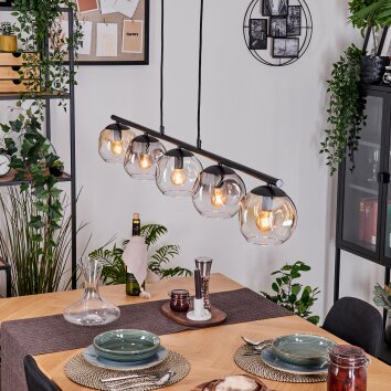 Ripoll Pendelleuchte Glas 15 cm Bernsteinfarben, Klar, Rauchfarben, 5-flammig