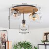 Ripoll Deckenleuchte Glas 15 cm Naturfarben, Schwarz, 3-flammig