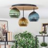 Koyoto Deckenleuchte Glas 15cm Braun, Holzoptik, Schwarz, 3-flammig