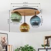 Koyoto Deckenleuchte Glas 15cm Braun, Holzoptik, Schwarz, 3-flammig