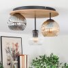 Ripoll Deckenleuchte Glas 15cm Braun, Holzoptik, Schwarz, 3-flammig