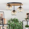 Ripoll Deckenleuchte Glas 15cm Braun, Holzoptik, Schwarz, 3-flammig