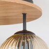 Ripoll Deckenleuchte Glas 15cm Braun, Holzoptik, Schwarz, 3-flammig