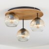 Ripoll Deckenleuchte Glas 15cm Braun, Holzoptik, Schwarz, 3-flammig