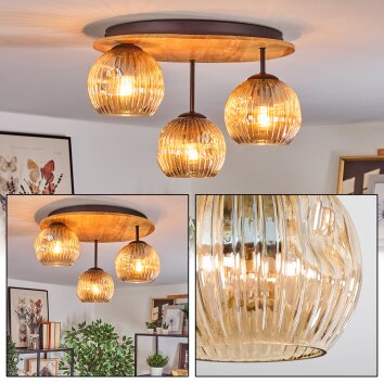 Ripoll Deckenleuchte Glas 15 cm Naturfarben, Schwarz, 3-flammig Ripoll Deckenleuchte Glas 15 cm Naturfarben, Schwarz, 3-flammig