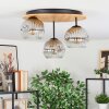 Ripoll Deckenleuchte Glas 15 cm Naturfarben, Schwarz, 3-flammig