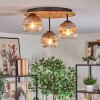 Ripoll Deckenleuchte Glas 15 cm Naturfarben, Schwarz, 3-flammig