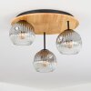Ripoll Deckenleuchte Glas 15 cm Naturfarben, Schwarz, 3-flammig