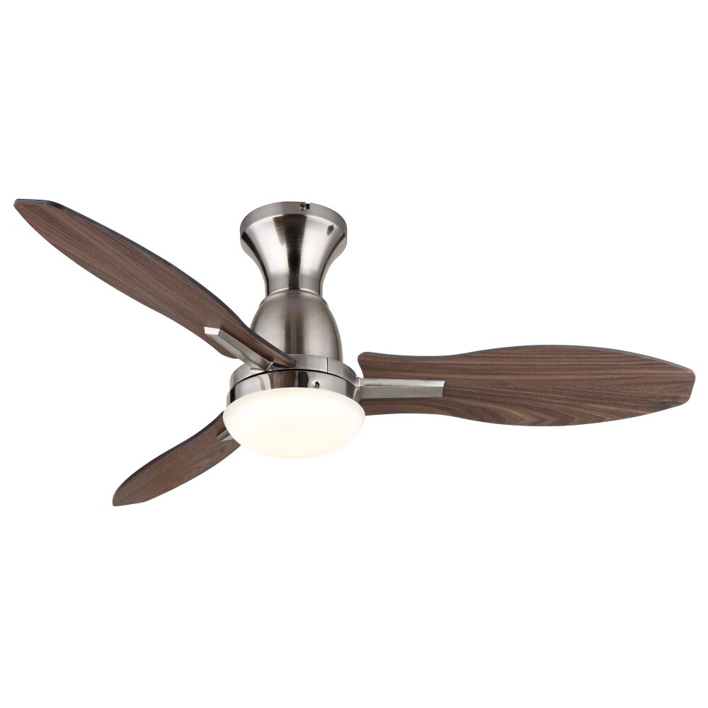 Globo Gale Deckenventilator LED Holzoptik, Naturfarben, Nickel-Matt, 1-flammig, Fernbedienung main product photo