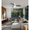 Globo Gale Deckenventilator LED Holzoptik, Naturfarben, Weiß, 1-flammig, Fernbedienung