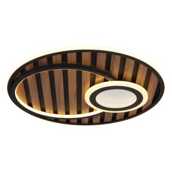 Globo Woody Deckenleuchte LED Naturfarben, Schwarz, 1-flammig