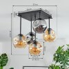 Ripoll Deckenleuchte Glas 15 cm Bernsteinfarben, Klar, Rauchfarben, 5-flammig
