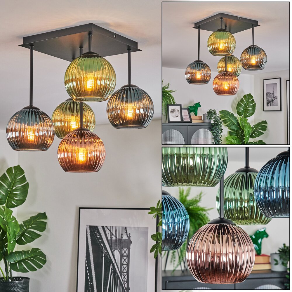 Koyoto Deckenleuchte Glas 15 cm Blau, Grün, Kupferfarben, 5-flammig main product photo