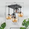 Koyoto Deckenleuchte Glas 15 cm Bernsteinfarben, Rauchfarben, 5-flammig