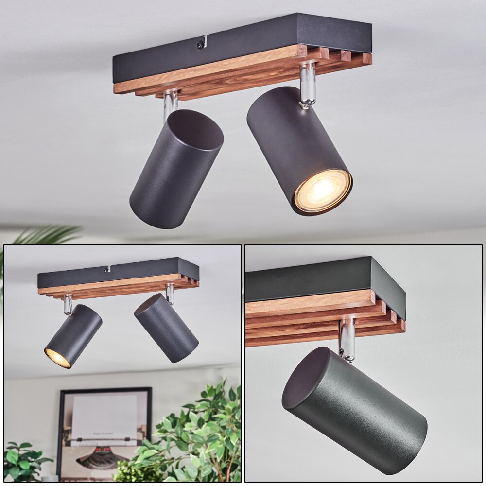 Orlan Deckenleuchte Chrom, Naturfarben, Schwarz, 2-flammig main product photo