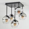 Koyoto Deckenleuchte Glas 15 cm Chrom, Klar, Rauchfarben, 5-flammig