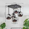 Koyoto Deckenleuchte Glas 15 cm Chrom, Rauchfarben, 5-flammig