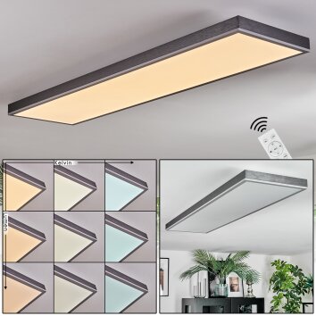 Salmi Deckenpanel LED Grau, Silber, 1-flammig, Fernbedienung