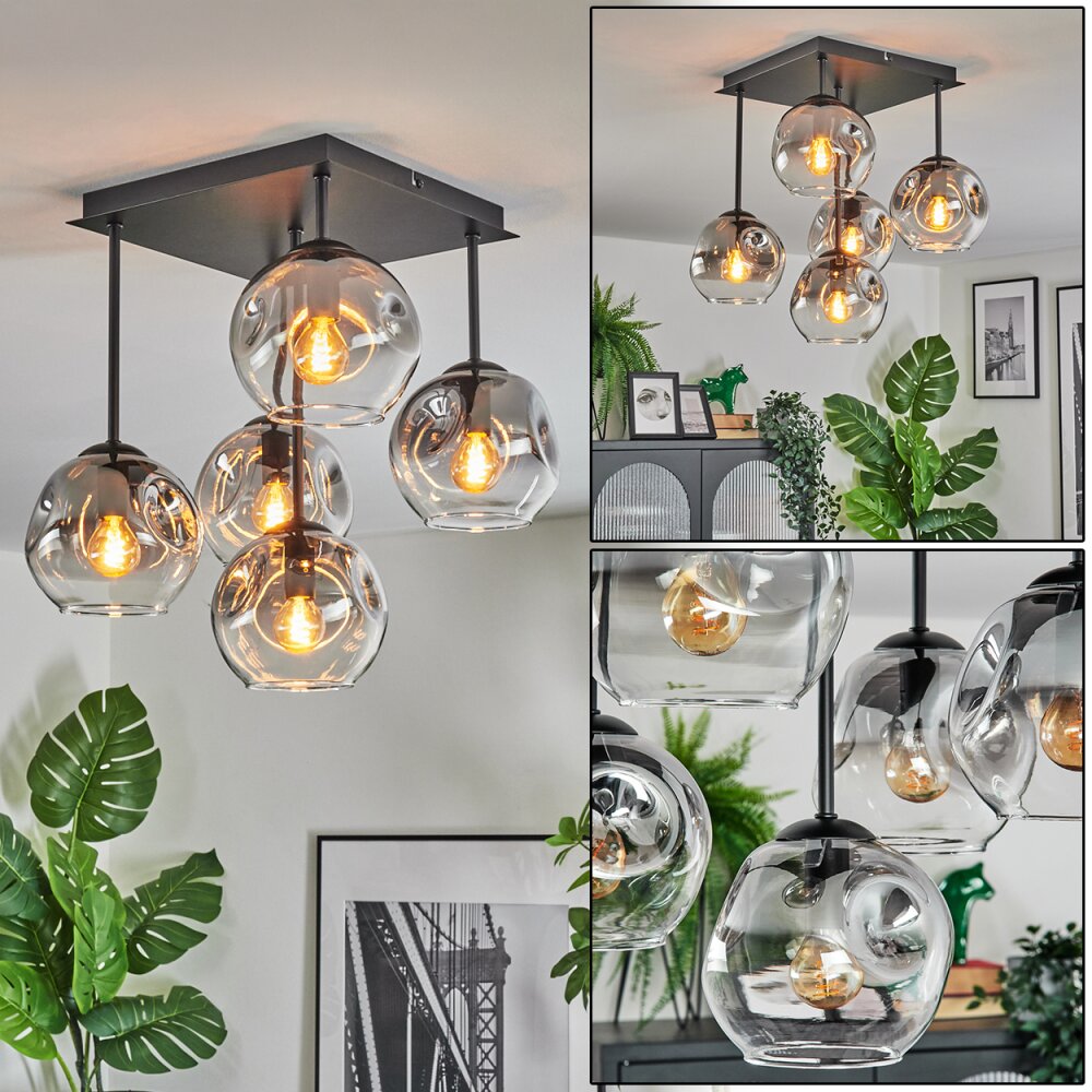 Ripoll Deckenleuchte Glas 15 cm Klar, Rauchfarben, 5-flammig main product photo