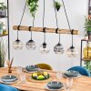 Koyoto Pendelleuchte Glas 15 cm Naturfarben, Schwarz, 5-flammig