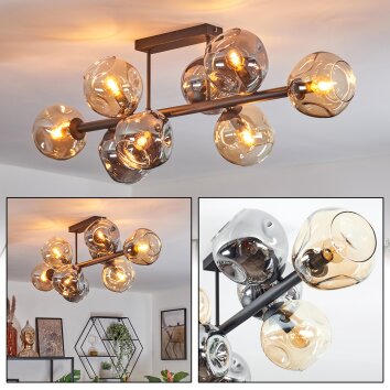 Ripoll Deckenleuchte Glas 15 cm Bernsteinfarben, Rauchfarben, 8-flammig