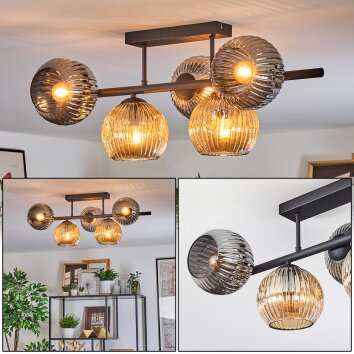 Ripoll Deckenleuchte Glas 15 cm Bernsteinfarben, Rauchfarben, 5-flammig