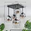 Ripoll Deckenleuchte Glas 15 cm Chrom, Klar, Rauchfarben, 5-flammig