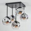 Ripoll Deckenleuchte Glas 15 cm Chrom, Klar, Rauchfarben, 5-flammig