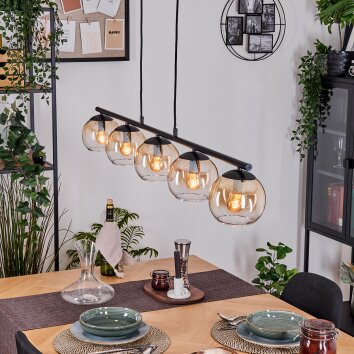Koyoto Pendelleuchte Glas 15 cm Bernsteinfarben, Klar, 5-flammig