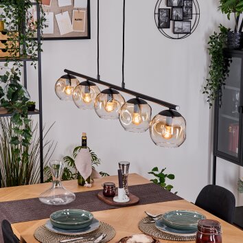 Ripoll Pendelleuchte Glas 15 cm Bernsteinfarben, Klar, 5-flammig