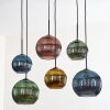 Koyoto Hängeleuchte Glas 20 cm, 25 cm Blau, Gold, Grün, Kupferfarben, 6-flammig
