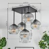 Ripoll Deckenleuchte Glas 15 cm Klar, Rauchfarben, 5-flammig